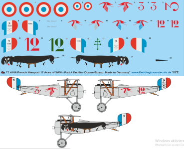 Peddinghaus-Decals 1/72 4106 French Nieuport 17 Aces of WWI - Part 4 Deullin-Drome - Boyau