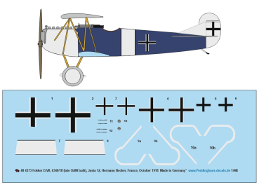 Peddinghaus-Decals 1/48 4373 Fokker D.VII, 6340/18 (late OAW built), Jasta 12, Hermann Becker, France, October 1918