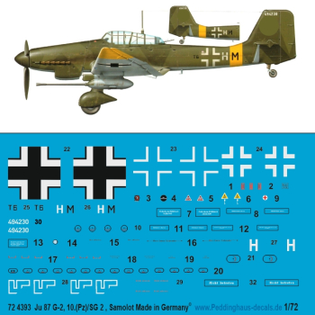 Peddinghaus-Decals 1/72 4393 Ju 87 G-2, 10.(Pz) /SD 2, Samolot 1944