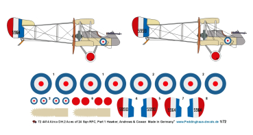 Peddinghaus-Decals 1/72 4414 Airco DH.2 Aces of 24 Sqn RFC, Part 1 Hawker, Andrews & Cowan