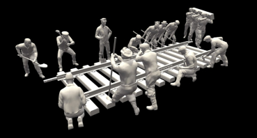 Peddinghaus 3 D Druck 1/72 72F020 15 Workers laying railroad rails without rails