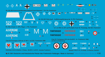 Peddinghaus-Decals 1:35 3361 german and french tank markings of the french campaign 1940