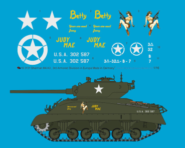 Peddinghaus-Decals 1:16 3131 Sherman M4 A3 , 3rd Army in Europa
