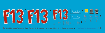 Peddinghaus-Decals 1:16 0980 1. Komp Gruppe Fehrmann Fw. Bellof Norddeutschland 1945