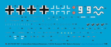 Peddinghaus-Decals 1/48 3722 Bf 109 F-4 Unteroffizier Edmund Rossmann, 7/JG 52, Russland 1942