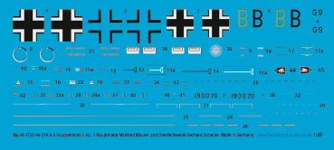 Peddinghaus-Decals 1/48 3725 He 219 A-0 Gruppenstab I./N.J.1 Hauptmann Manfred Mauer und Oberfeldwebel Gerhard Scheibe