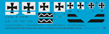 Peddinghaus-Decals 1:48  3729  Fokker DR.I  Johannes Janzen, Jasta 6 in Lieu St. Amand, Frankreich , März 1918