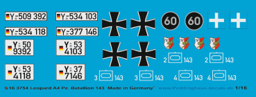 Peddinghaus-Decals 1/16 3754 Leopard A4 Panz. Bat. 143
