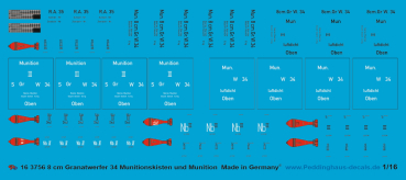 Peddinghaus-Decals 1:16 3756 8 cm Granatwerfer 34 Munitionskisten und Munition