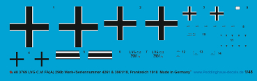 Peddinghaus-Decals 1/48 3769 LVG C.VI FA(A) 296b Werk-/Seriennumber 4261 & 3961, France , 1918