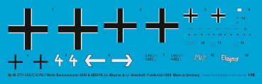 Peddinghaus-Decals 1/48 3771 LVG C.VI FA 7 Werk-/Seriennumber 4352 & 4802 /18, Lt. Weymar & Lt. Haselhboff, France 1918