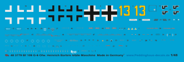 Peddinghaus-Decals 1/48 3779 Bf 106 G-6 Ofw. Heinrich Bartels his last plane
