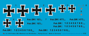 Peddinghaus-Decals 1/32 3790 Fokker Dr. I Manfred von Richthofen " Flying Circus"