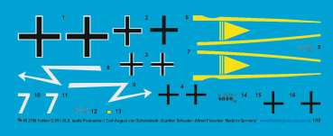 Peddinghaus-Decals 1/48 3796 Fokker D.VII (ALB späte Production) Carl-August von Schönebeck-Günther Schuster-Alfred Fischer