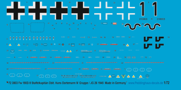 Peddinghaus-Decals 1/72 3803 FW 190 D-9 Staffelkapitän Hans Dortemann IV Gruppe / JG 26 1945