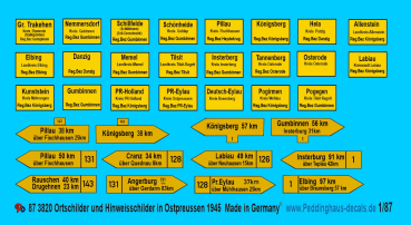 Peddinghaus-Decals 1:87 3820 Townplates and Roadsigns of Ostprussia 1945