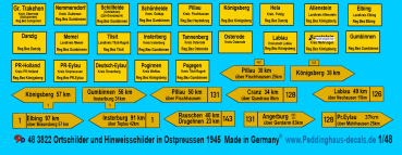 Peddinghaus-Decals 1/48 3822 Ortschilder und Hinweisschilder von Ostpreussen 1945