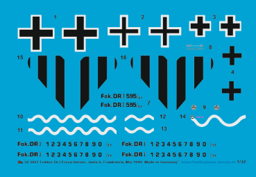 Peddinghaus-Decals 1:32 3827 Fokker Dr.I Franz Hemer, Jasta 6, Frankreich, Mai 1918