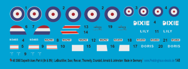 Peddinghaus-Decals 1:48 3865 Sopwith Triplane Aces Part 4 (8N & 9N: LeBoutillier, Soar, Resvar, Thornelly, Crundall, Arnold & Johnston