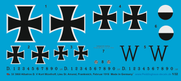 Peddinghaus-Decals 1:32 3868 Albatros D.V Kurt Wüsthoff, Lieu St. Amand, Frankreich , Februar 1918
