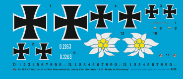 Peddinghaus-Decals 1:32 3873 Albatros D.V Otto Kissenberth,  Jasta 23b, Sommer 1917
