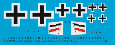 Peddinghaus-Decals 1:32 3876 Albatros D.Va Max Näther, Jasta 62, Lbalatra, Belgien, Juni 1918