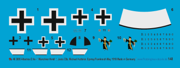Peddinghaus-Decals 1:48 3895 Albatros D.Va " Müncher Kindl " , Jasta 23b, Michael Hutterer, Epinoy/Frankreich, Mai 1918