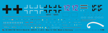 Peddinghaus-Decals 1:48 3899 FW 190 D-9 Blue 12  Werk. Nr. 500570 II. JG 6  1945