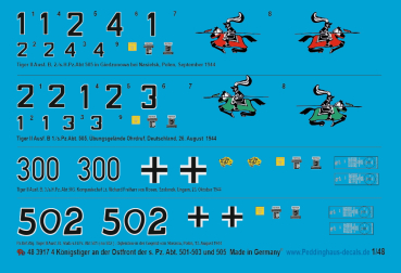 Peddinghaus-Decals 1:48 4 Königstiger an der Ostfront s. H. Pz. Abt. 501-503 und 505