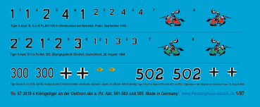 Peddinghaus-Decals 1:87 3919 4 Königstiger at  the eastern front s. H. Pz. Abt. 501-503 und 505