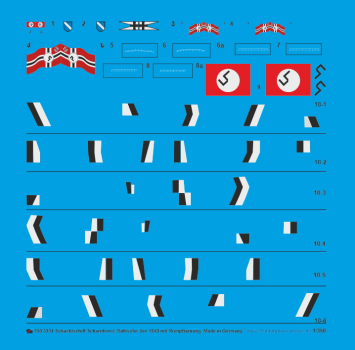 Peddinghaus-Decals 1:350 3934 Schachtschiff Scharnhorst , Baltische See 1940 mit Rumpftarnung