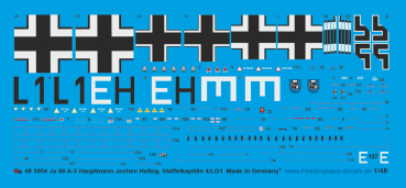 Peddinghaus-Decals 1:48  3954 Ju 88 A-5 Hauptmann Jochen Helbig, Staffelkapitän 4./LG 1