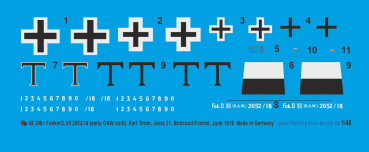 Peddinghaus-Decals 1/48 3961 Fokker D.VII  (early OAW built),Karl Thom Jasta 21, Boncourt/France 1918