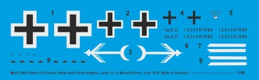 Peddinghaus-Decals 1/48 3966 Fokker D.VII ( early Fokker built), Josef Veltjens, Jasta 15, Mesnil/France, June 1918