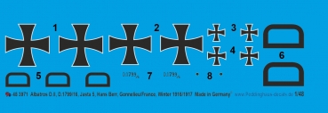 Peddinghaus-Decals 1/48 3971 Albatros D.II D.1799/16, Jasta 5, Hans Beer, Gonnelieu/France, Winter 1916/1917