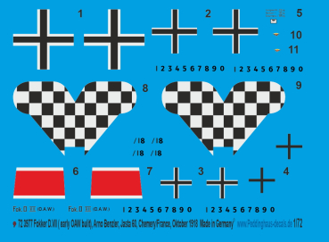 Peddinghaus-Decals 1:72 3977 Fokker D.VII ( early OAW bulit)Arno Benzler, Jasta 60, Chemery/France, Oktober 1918