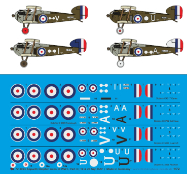 Peddinghaus-Decals 1:72 3993 Sopwith Dolphin Aces of WW I Part 4 ( 19 &23 Sqn RAF )