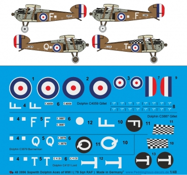 Peddinghaus-Decals 1/48 3996 Sopwith Dolphin Aces of WW I Part 3 ( 79 Sqn RAF )
