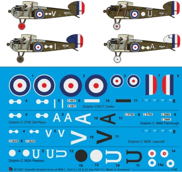 Peddinghaus-Decals 1/48 3997 Sopwith Dolphin Aces of WW I Part 4 ( 19 &23 Sqn RAF )