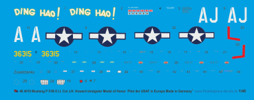 Peddinghaus-Decals 1:48 4010 Mustang P 51B-5 Lt. Col. J.H. Howard einzigster Medal of Honor Pilot der USAF in Europa