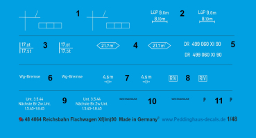 Peddinghaus-Decals 1/48 4064 Reichsbahn Flachwagen Xf(lm)90