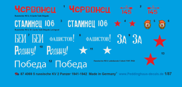 Peddinghaus-Decals 1:87 4069 5 russian KV 2 tanks 1941-1942
