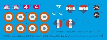 Peddinghaus-Decals 1:72 4082 French Salmson 2A2- Part 1: SAL 14 & SAL 259
