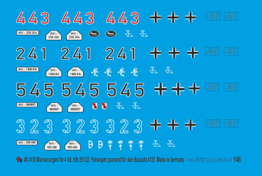 Peddinghaus-Decals 1/48 4130 Beschriftungen für 4 Sd. Kfz 251-22 3 D Druck 4125