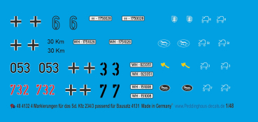 Peddinghaus-Decals 1/48 4132 3 Beschriftungen für das Sd. Kfz 234/3 für Bausatz 4131