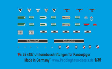 Peddinghaus - Decals 1/35 4187 Uniformbeschriftungen für Panzerjäger 35W20-35W31