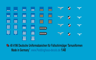 Peddinghaus-Decals 1/48 4196 Uniformabzeichen Tarnuniformen der Fallschirmjäger