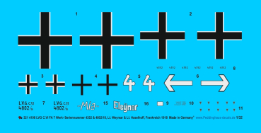 Peddinghaus-Decals 1/32 4198 LVG C.VI FA 7 Werk-/Seriennummer 4352 & 4802 /18, Lt. Weymar & Lt. Haselhoff, Frankreich 1918