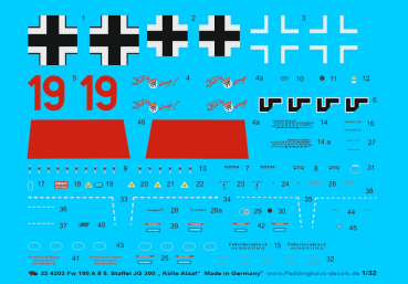 Peddinghaus-Decals 1/32 4203 FW 190 A8 5. Staffel JG 300 " Kölle Alaaf"