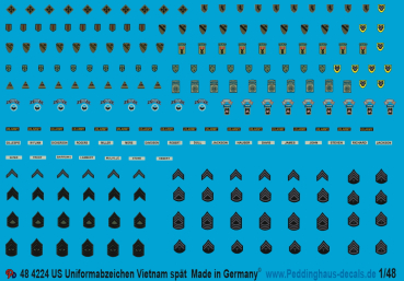 Peddinghaus-Decals 1/48 4224 USA Uniformabzeichen Vietnam spät